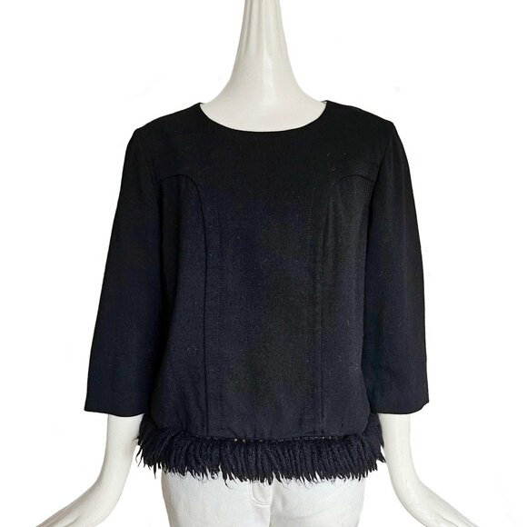 MARNI BLACK FRINGE WOOL TOP (42) - Picture 2 of 11